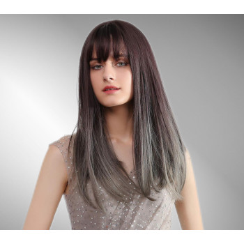 Peruca bobo ombre cu breton Grey Inchis
